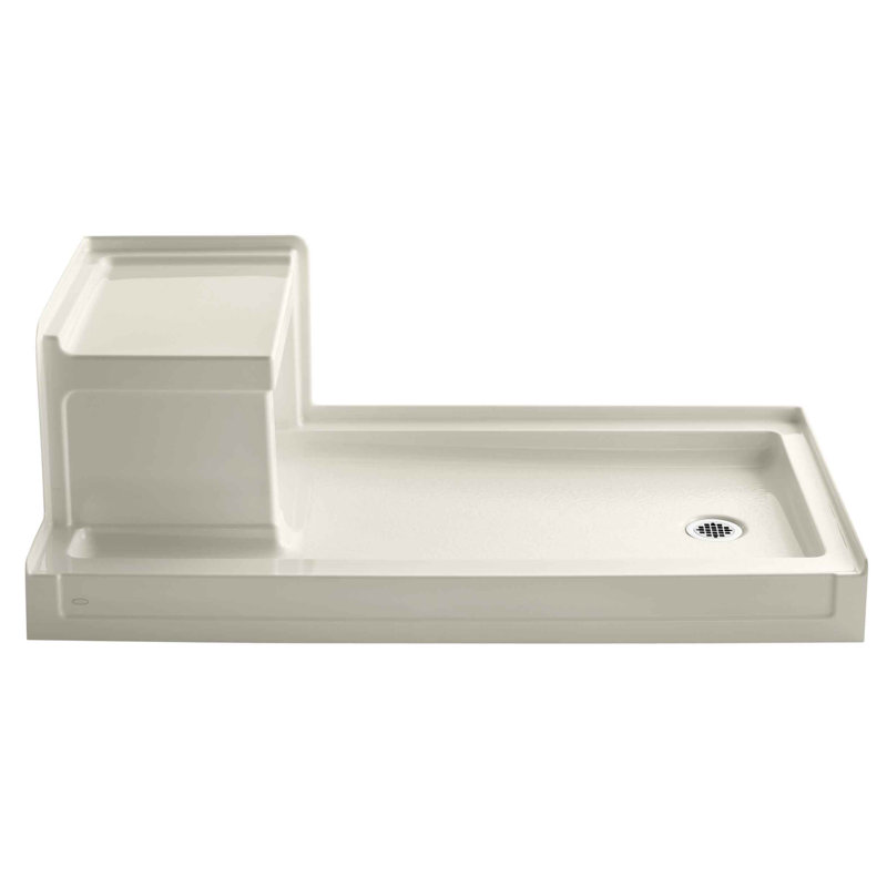 Tresham  60" W x 32" D Single Threshold Shower Base, Almond