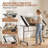 Adjustable Drafting Table, Art Craft Desk Drawing Table Work Station with Tempered Glass Top and 2 Fabric Drawers