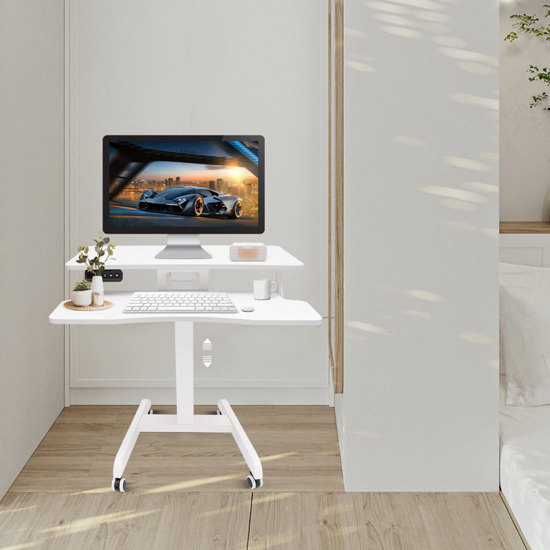 Merrlyn 31'' W Height Adjustable Rectangle Standing Desk, White