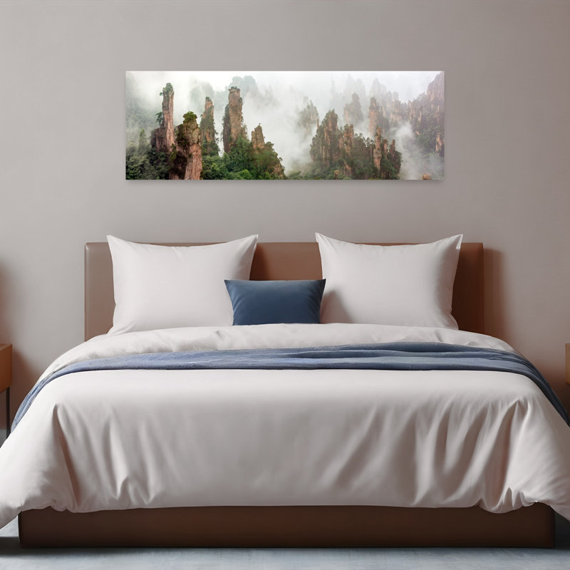 Zhangjiajie Misty Mountains by Hua Zhu - Wrapped Canvas Panoramic Print, 40.64 cm H x 121.92 cm W