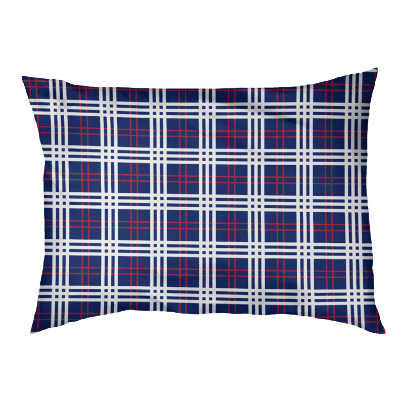 Coussin d’intérieur de luxe New York, Grand (l 40 po x p 30 po x H 5 po), Bleu foncé / rouge / blanc