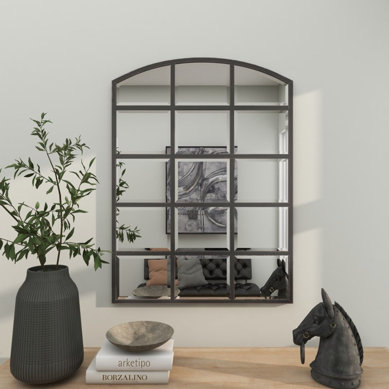 Miroir mural Haider, 40 po x 30 po, Gris foncé, Fenêtre