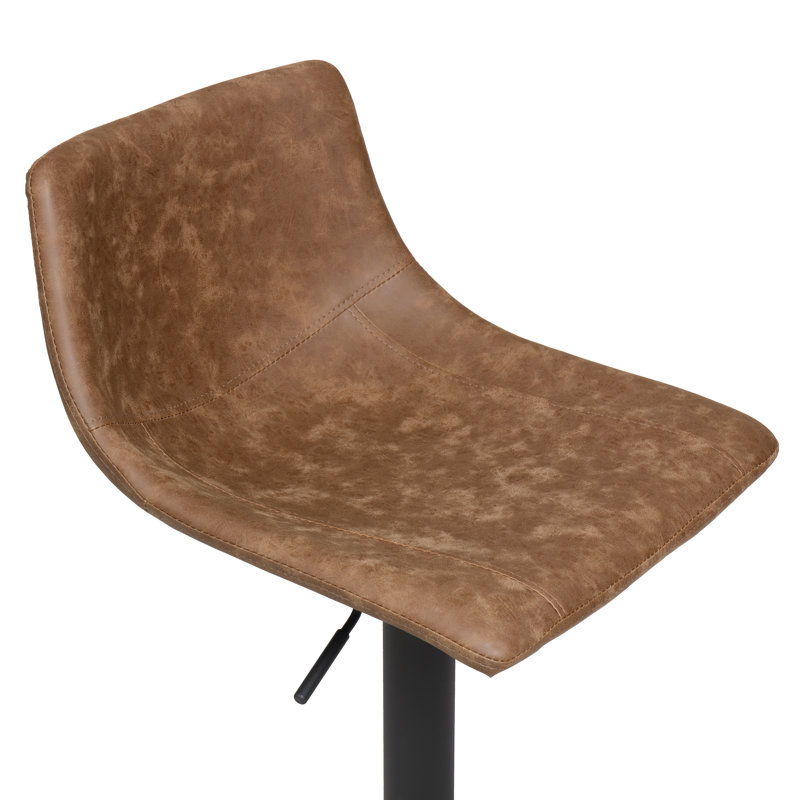 Ensemble de 2 tabourets de bar, tabourets de bar pivotants avec repose-pieds et dossier en forme de L, chaises de bar modernes à hauteur réglable, cuir rétro