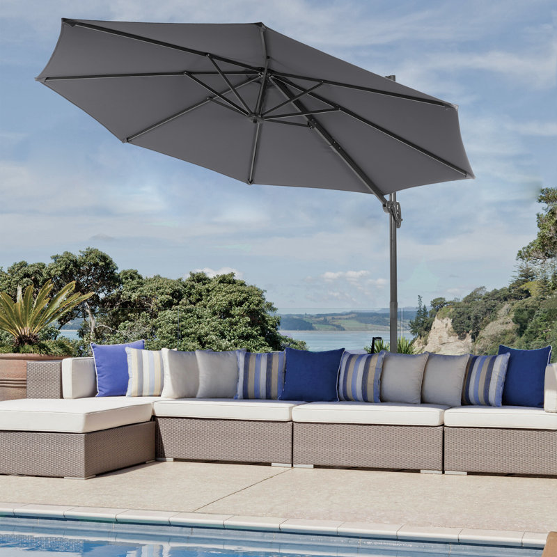 Parasol en porte-à-faux 11 pi Akevia, Frêne vieilli