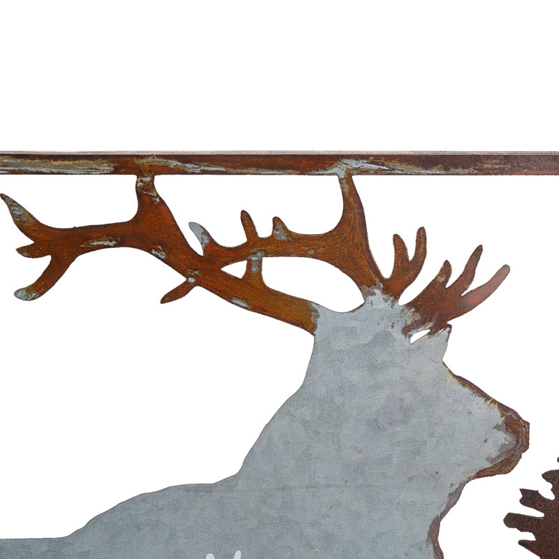 Décoration murale en métal Rustic Mountain Forest Moose