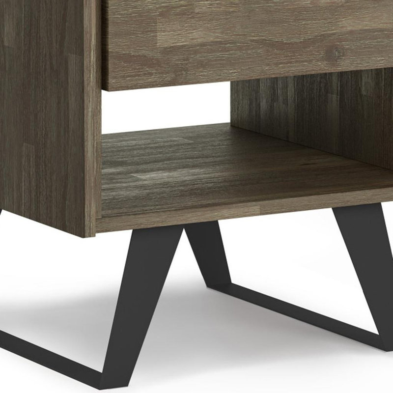 Table de bout carrée 22 po en métal gris, Gris