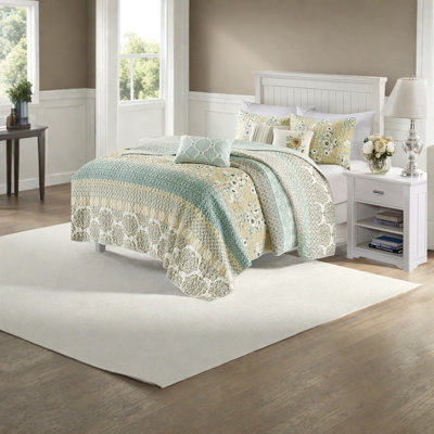 Cotton Sateen Bedding Sets, 6-piece Quilt And Decorative Pillows, Cottage Charm For Full/queen