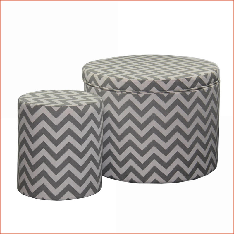 Repose-pieds avec rangement et sièges, 23 po gris anthracite Chevron | Gris anthracite | Bois