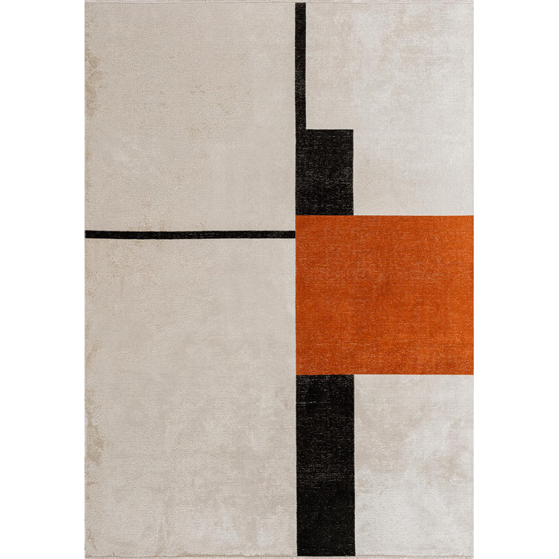 Tapis abstrait à panneaux abstraits, Rectangle 7 pi 10 po x 9 pi 10 po