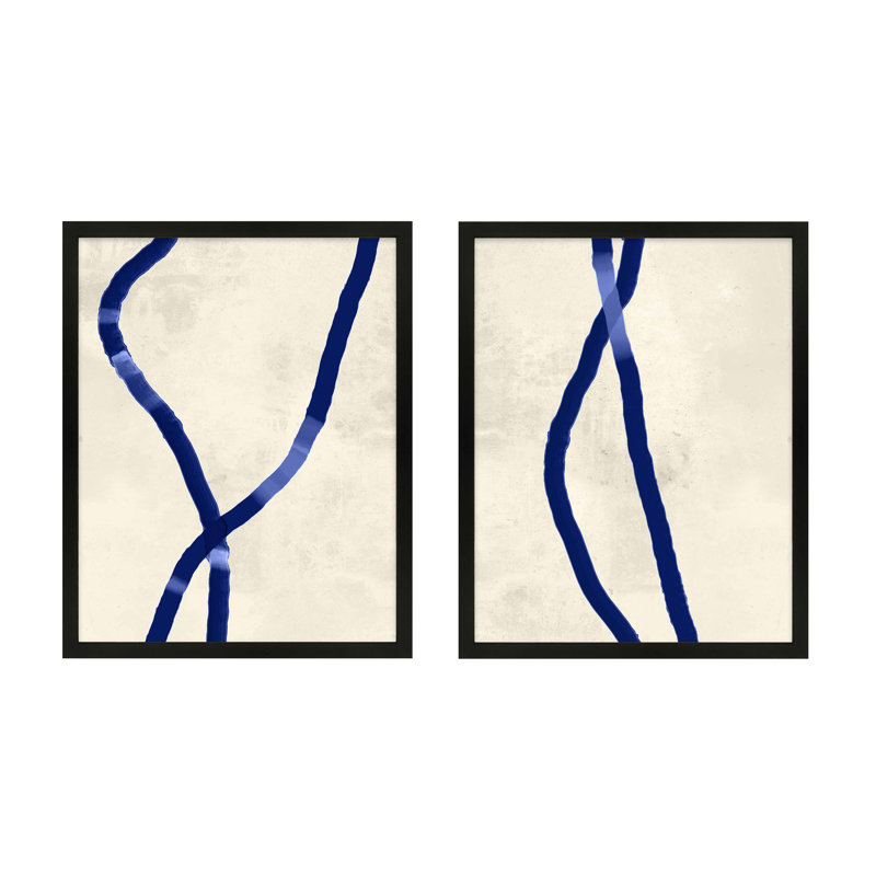 Blue Rope Print by Jacques Pilon, Black Framed, 20" H x 32" W x 1.25" D
