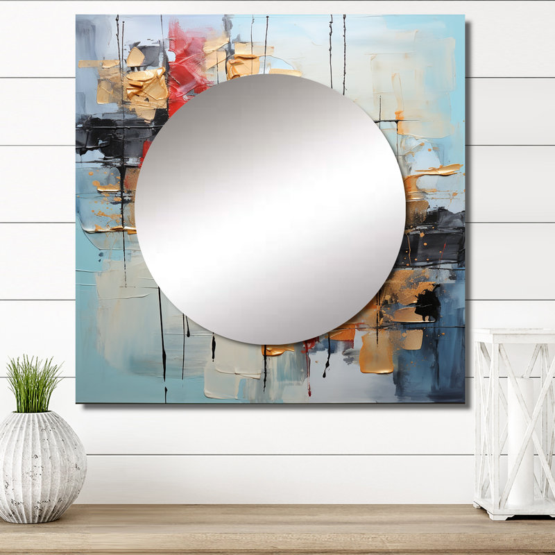 Natja - Miroir carré abstrait mural pour chambre à coucher, 23 po x 23 po
