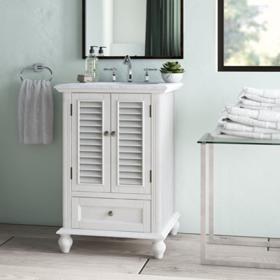 Hansford 24 " W Freestanding Standard 1 Single Vanity Bathroom Vanity With Marble Top