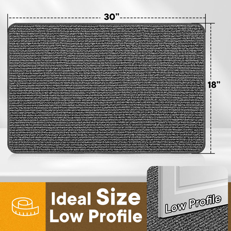 Non-Slip Absorbent Waterproof Entryway Doormat , Gray, 17" W x 29.5" L