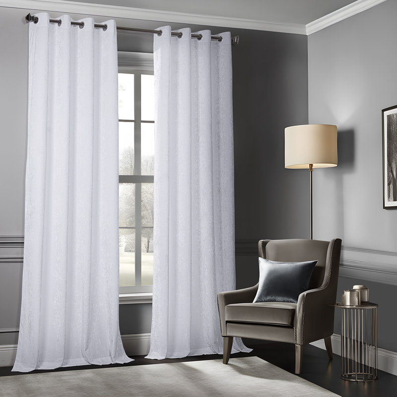 Toshiaki Lush Crush Velvet Curtains, Room Darkening Grommet Curtain (1 Panel), Pearl White, 50" W x 96" L