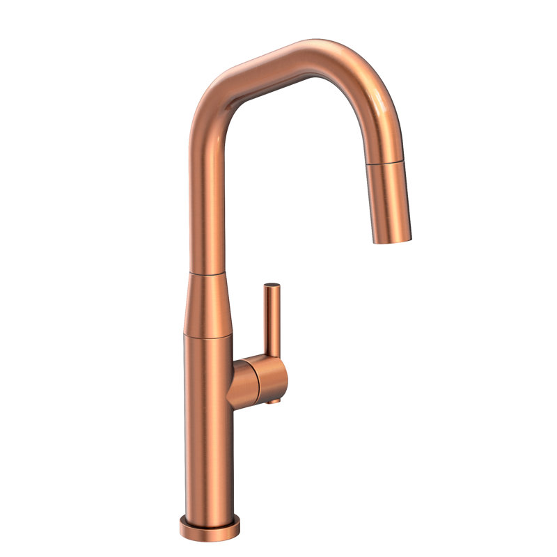 East Square Single Handle Pull Down Kitchen Faucet, Antique Copper