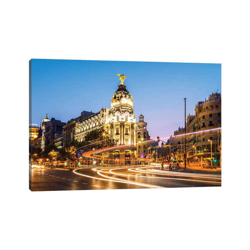 Night In Madrid, Spain by Matteo Colombo - Wrapped Canvas Print, 101.6 cm H x 66.04 cm W x 1.91 cm D