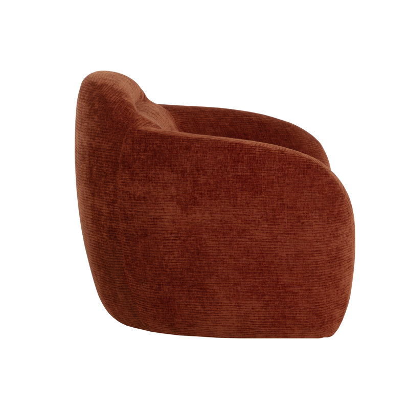 Swivel Lounge Chair, Brown Polyester