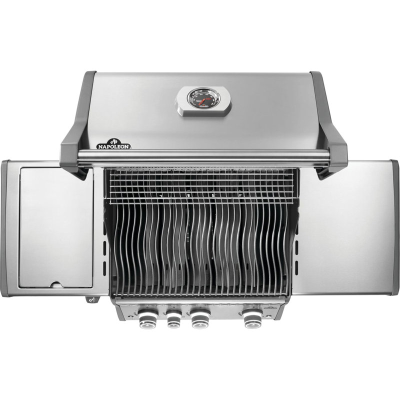 Barbecue à 3 brûleurs Rogue PRO 425 avec brûleur latéral infrarouge et plaque de cuisson en fonte, Acier Inoxydable