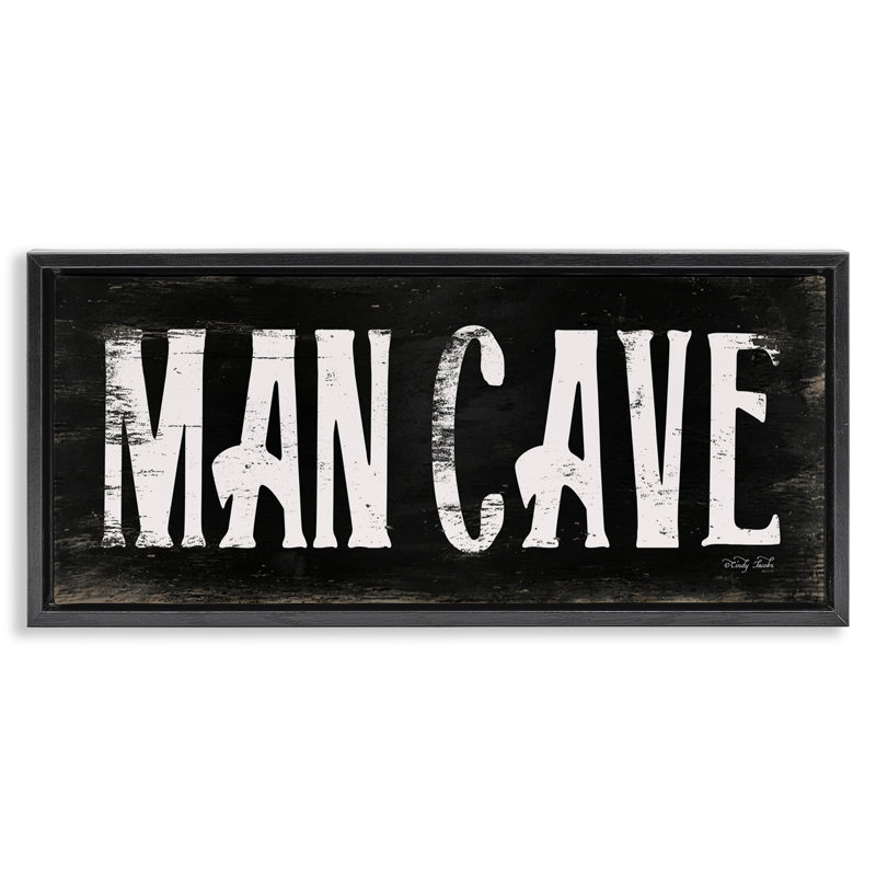 «Man Cave» par Cindy Jacobs, Cadre flottant noir de jais, H 14 po x l 31 po