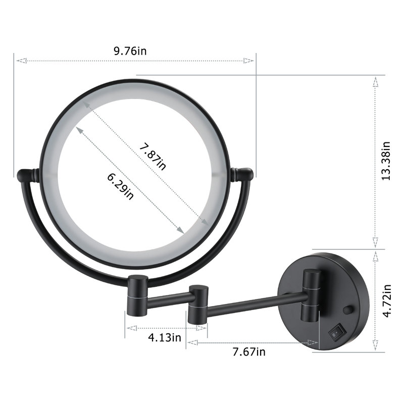 Miroir grossissant Exaltacin, Noir mat