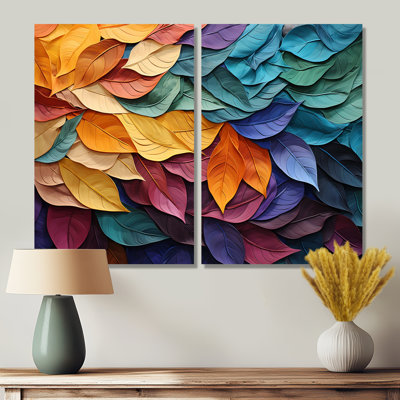 Collage de feuilles colorées III - impressions sur toile traditionnelles