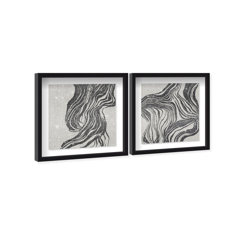 Emotional Set Shadowbox Abstract Print by Oliver Gal, Black Frame, 12 x 12, 17.5"H x 17.5"W, Black Shadowbox
