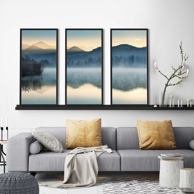 « Quiet Morning », ensemble de 3 reproductions sur toiles encadrées, H 41,5 po x l 64,5 po x P 2 po