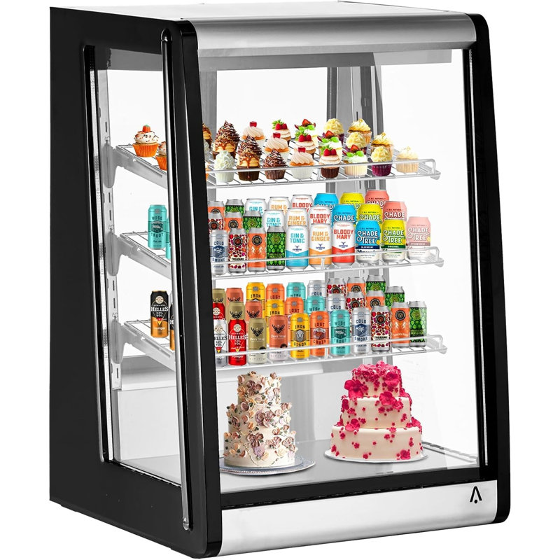 Countertop Display Refrigerator, Glass Door, 5.2 Cu.Ft, LED Lighting, Adjustable Shelves, Anti-Fog, Fast Cooling, Commercial Use for Bakery, Cafe, Restaurant