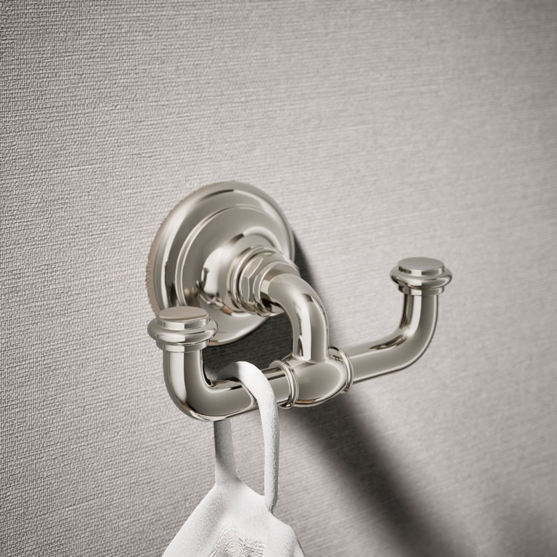 Artifacts® Double Wall Mounted Robe Hook, Vibrant Polished Nickel