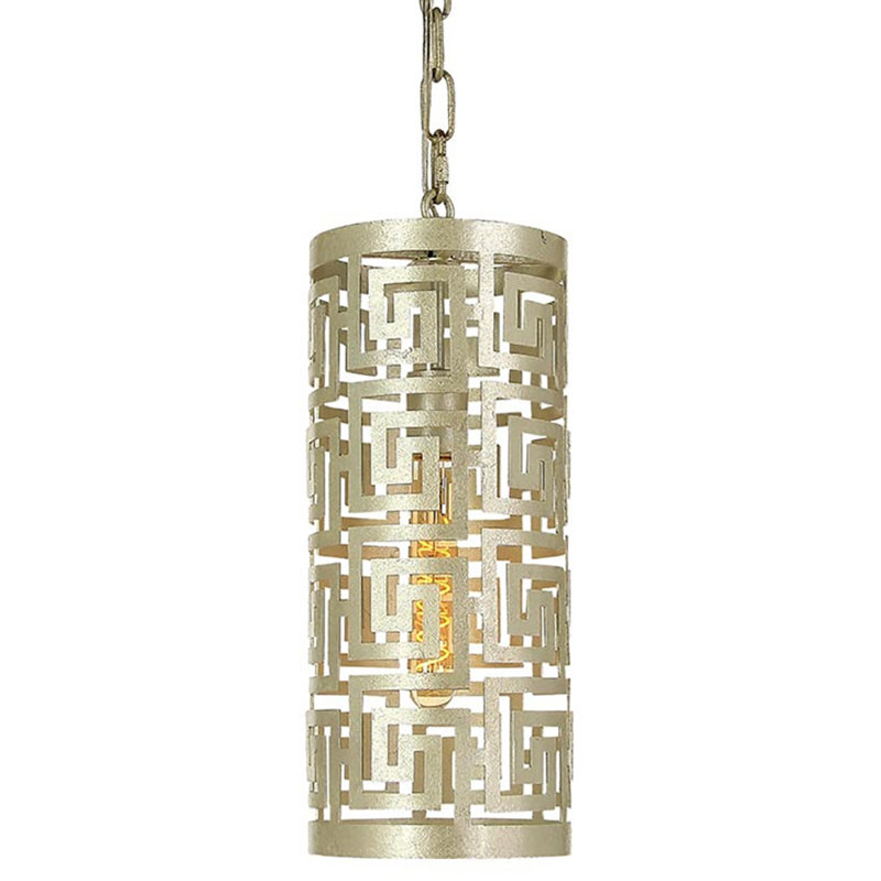 Greek 1 - Light Lantern Cylinder Pendant, Oyster White