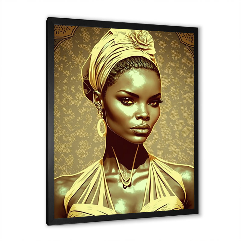 «Ebtehal Beautiful Retro African American Model VI», reproduction sur toile, H 44 po x l 34 po x P 1,5 po, Cadre photo noir