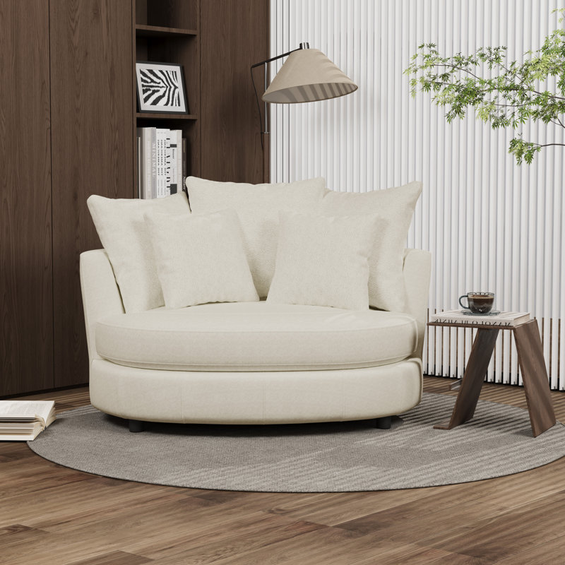 Fauteuil de lecture moderne avec housse de 55,1 po avec 5 coussins, Beige