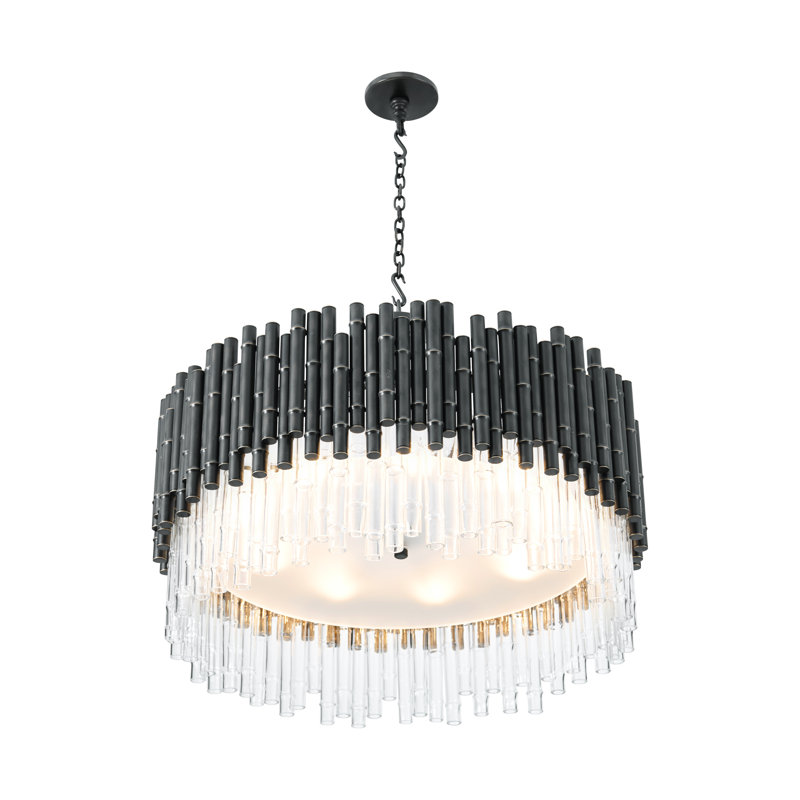 TA Illuminations Chandelier, 18" H x 35.5" W x 35.5" D, Romulus Bamboo, 9 Lights