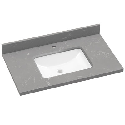 Comptoir de meuble-lavabo rectangulaire 36 po avec comptoir dosseret gris