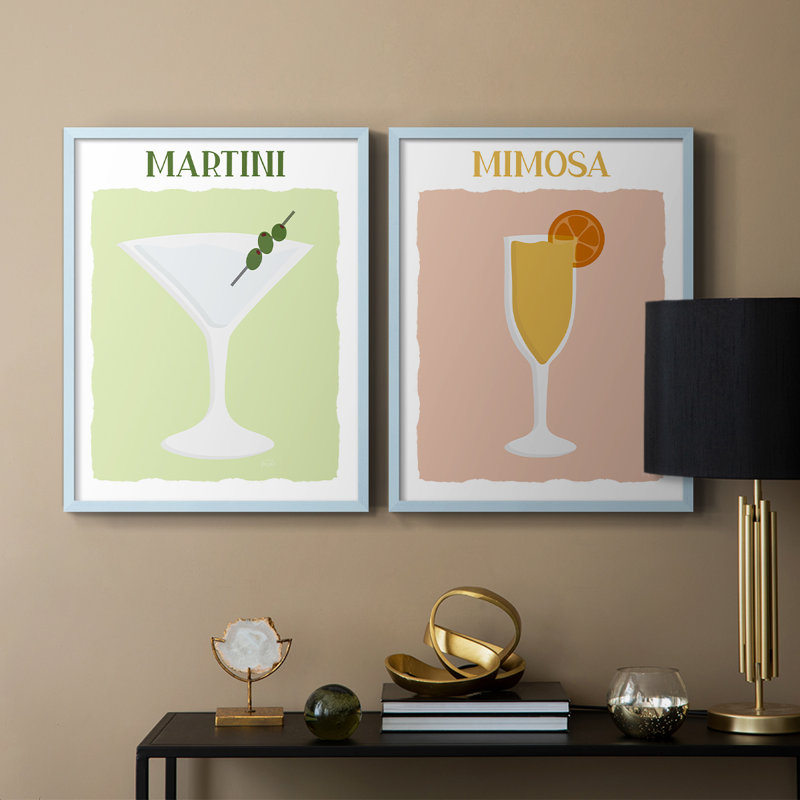 Martini - reproduction encadrée de qualité supérieure - prête à être accrochée - aucun clou requis - aucun clou requis, Bleu