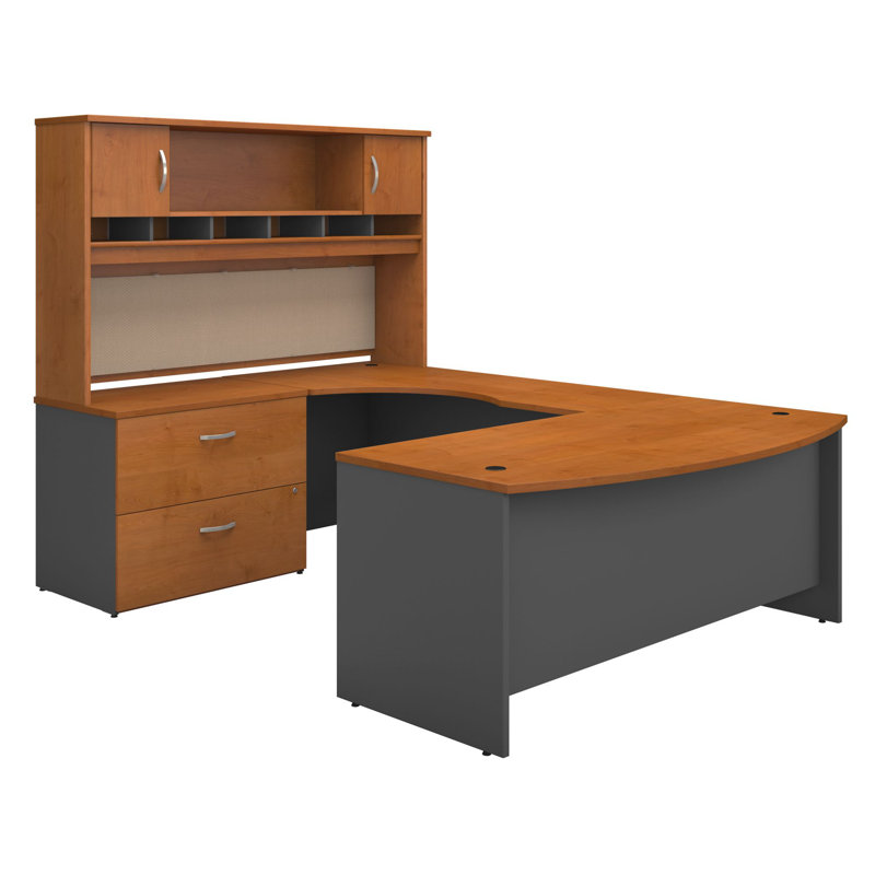 Suite de bureau en U Ringold Series, Cerisier Naturel / Gris Graphite