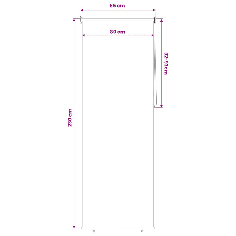 Roll-Up Shade, Dark Green, 85cm W x 230cm L