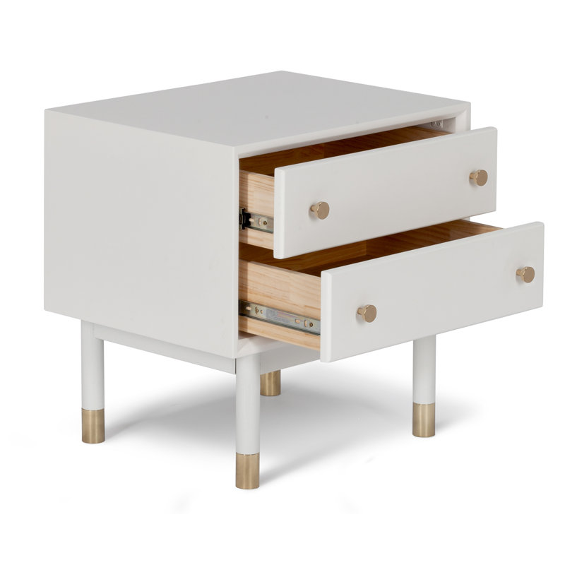 Keddington Solid Wood Top 2 - Drawer End Table, White Top/White Base