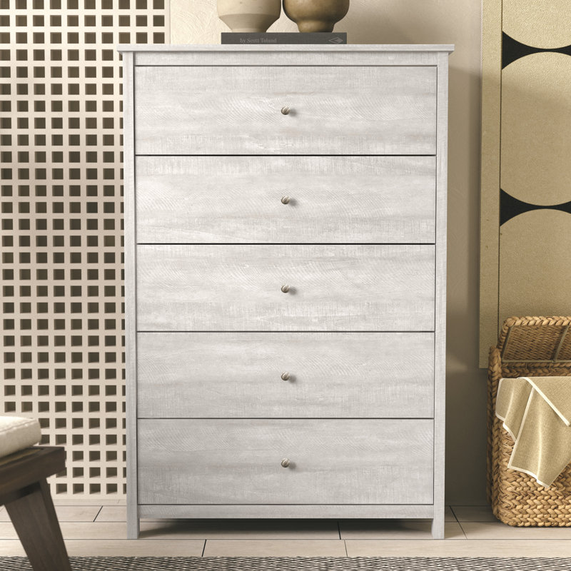 Isenbert 5 Drawer 31.5" W Chest, Dusty Gray Oak