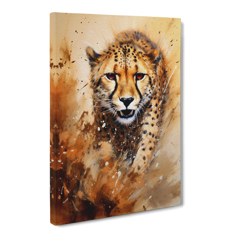 Cheetah Action Painting No.2 - Wrapped Canvas, 50cm H x 35cm W x 3cm D