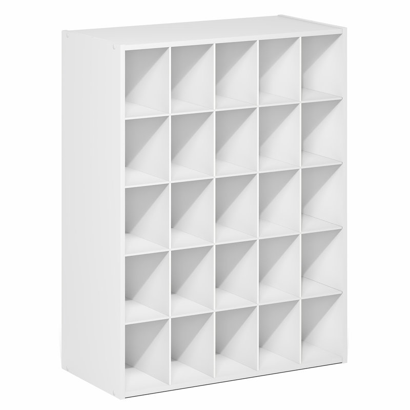 Furinno FANO Shoe Rack, 25-Cube Shoe Organizer, Stackable Shoe Organizer, 11.7 x 24.2 x 31.5, for Closet Entryway, Office, Garage, White