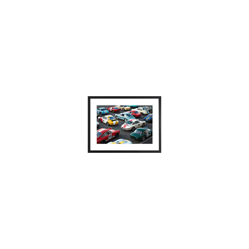 Porsche Rally - Print on Wood, Black, 90cm H x 110cm W x 5cm D