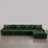 5 - Piece Upholstered Green Faux Rabbit Fur Flannel Modular Sectional Sofa with Throw Pillows & Removable Ottomans-190078670