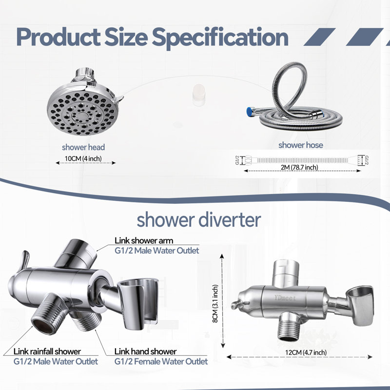 Massage/Jet Rain Adjustable Shower Head Dual Shower Head Handheld Shower Head 2.5 GPM GPM with Aerating