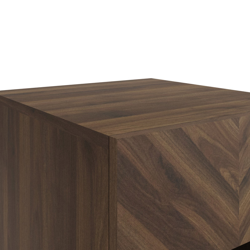 Motonori Block End Table, Dark Brown Wood