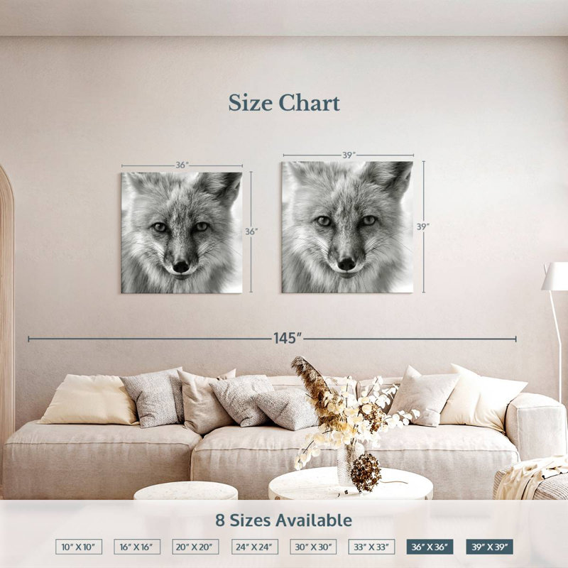 Crowle Fox Portrait, 39" H x 39" W
