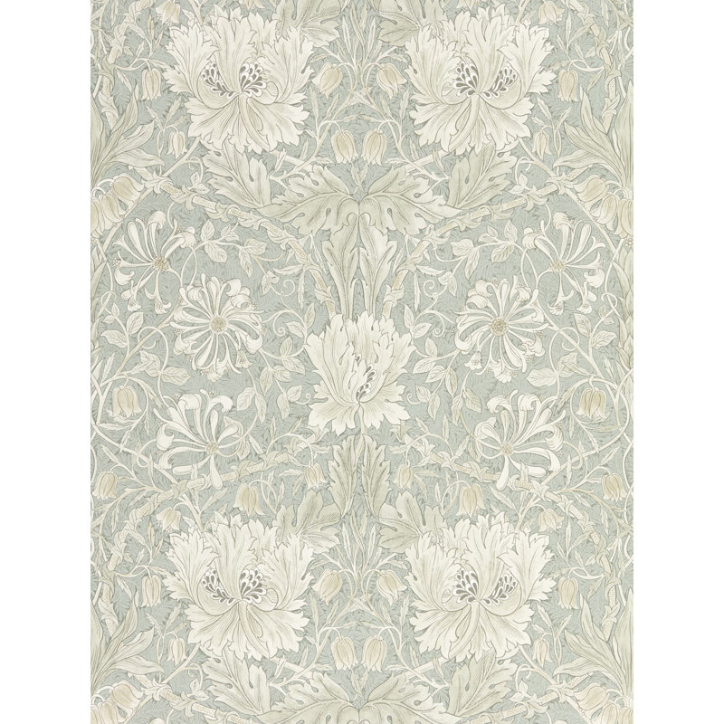 Pure Honeysuckle & Tulip Wallpaper, Gray Blue