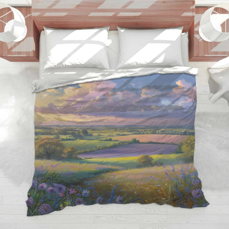 Vibrant Countryside Landscape Comforter, King