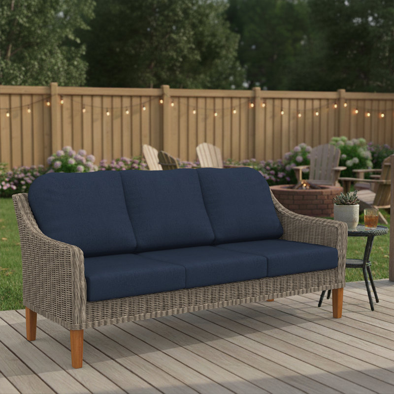 Lana Sunbrella® Outdoor Sofa Seat/Back Cushion, Spectrum Indigo Sunbrella® Plainweave