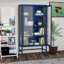 Armoire de rangement à double porte vitrée avec tablettes réglables Buffet en acier laminé à froid-1134338669